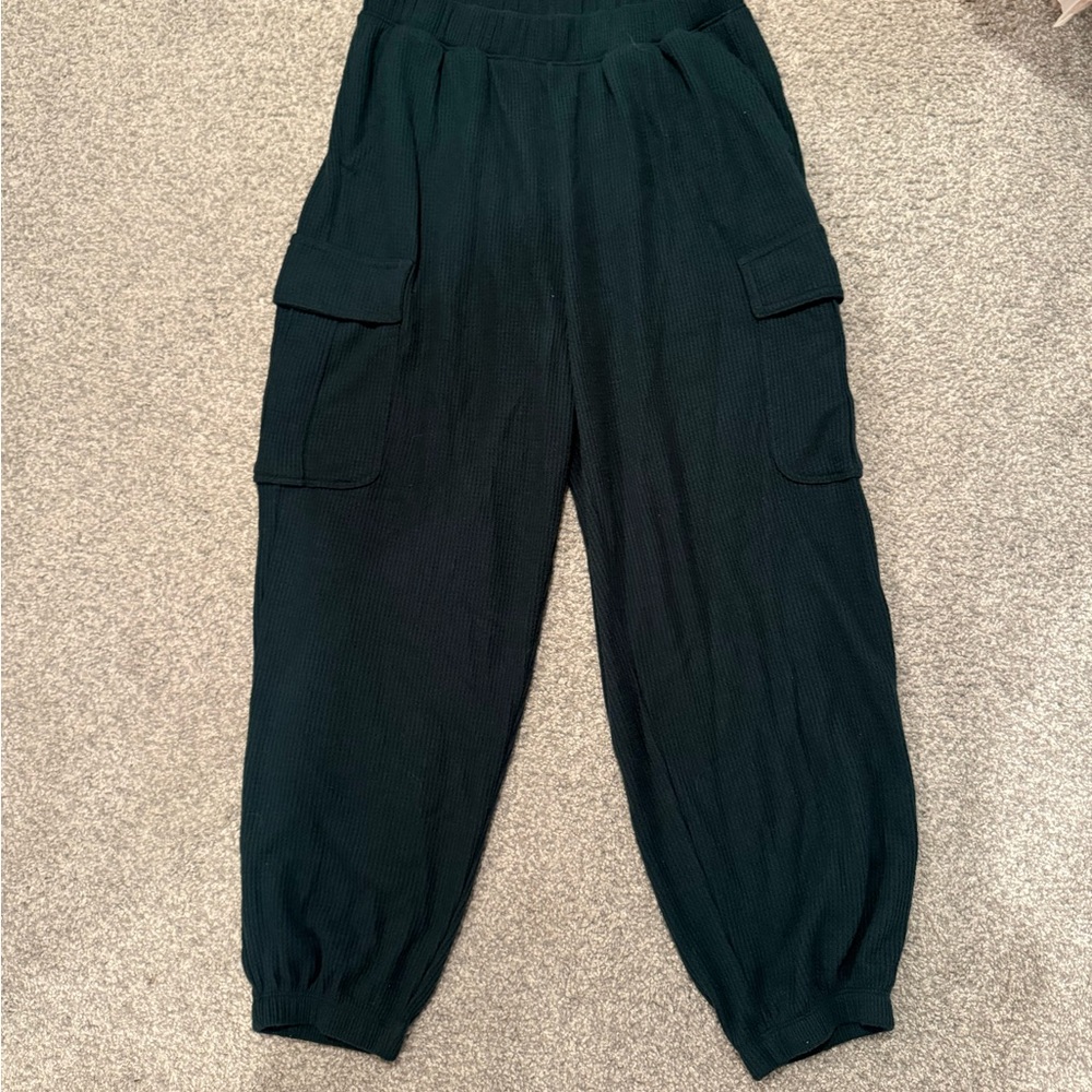 Aerie Forest Green Ribbed Pants